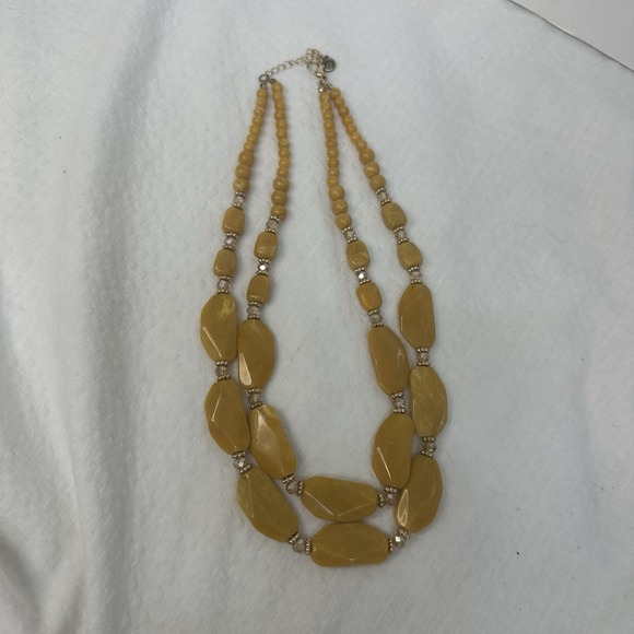 Cato 1946 Stone Style Beaded Multistrand Necklace Chunky Layered Mustard Yellow - Picture 5 of 10